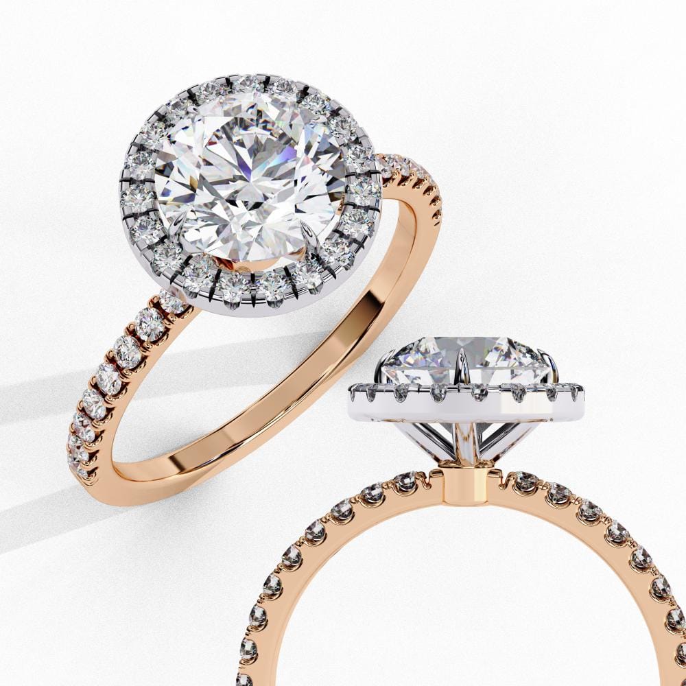 Round Halo with Pave Band Engagement ring - Image 8