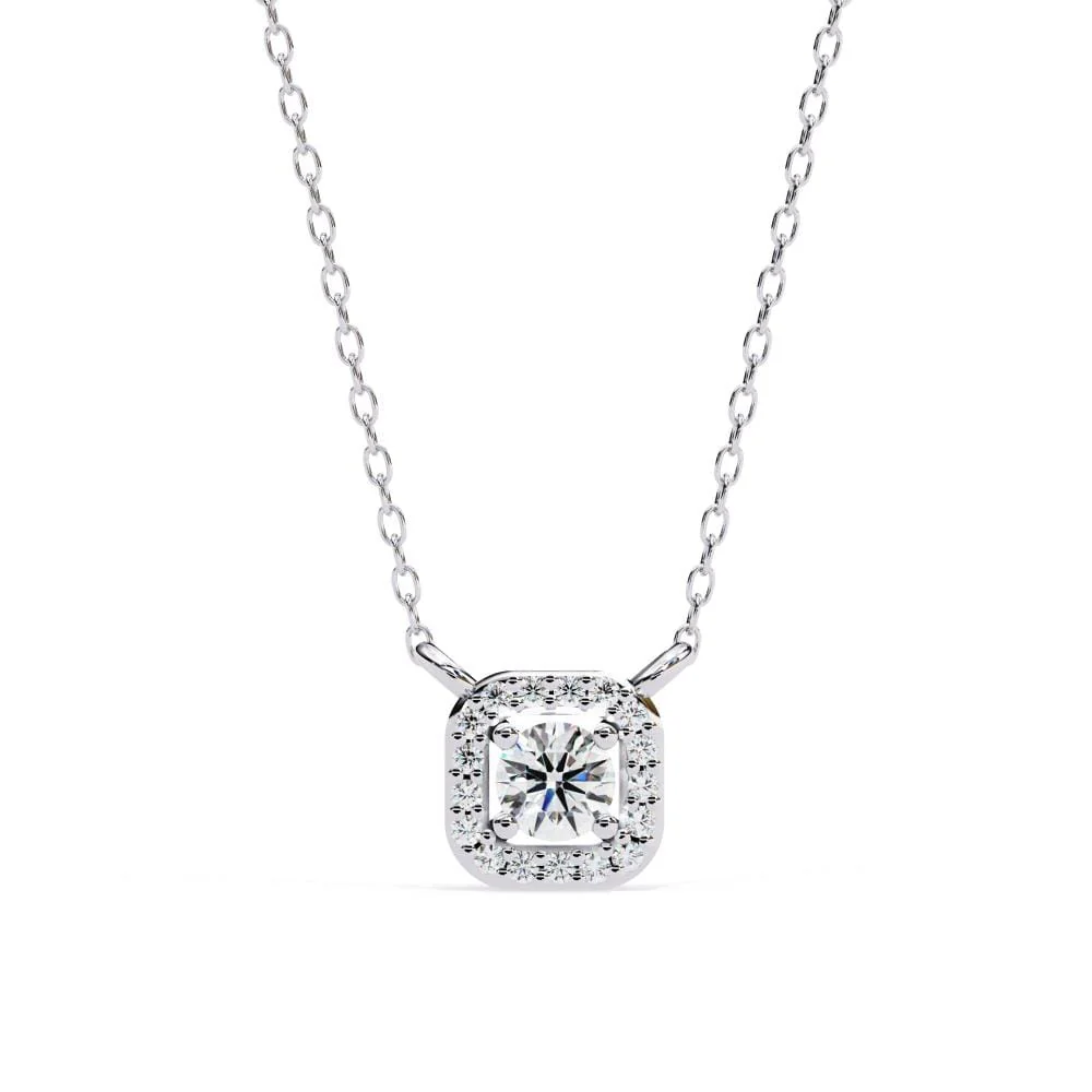 Round Halo Pendant Necklace - Image 3