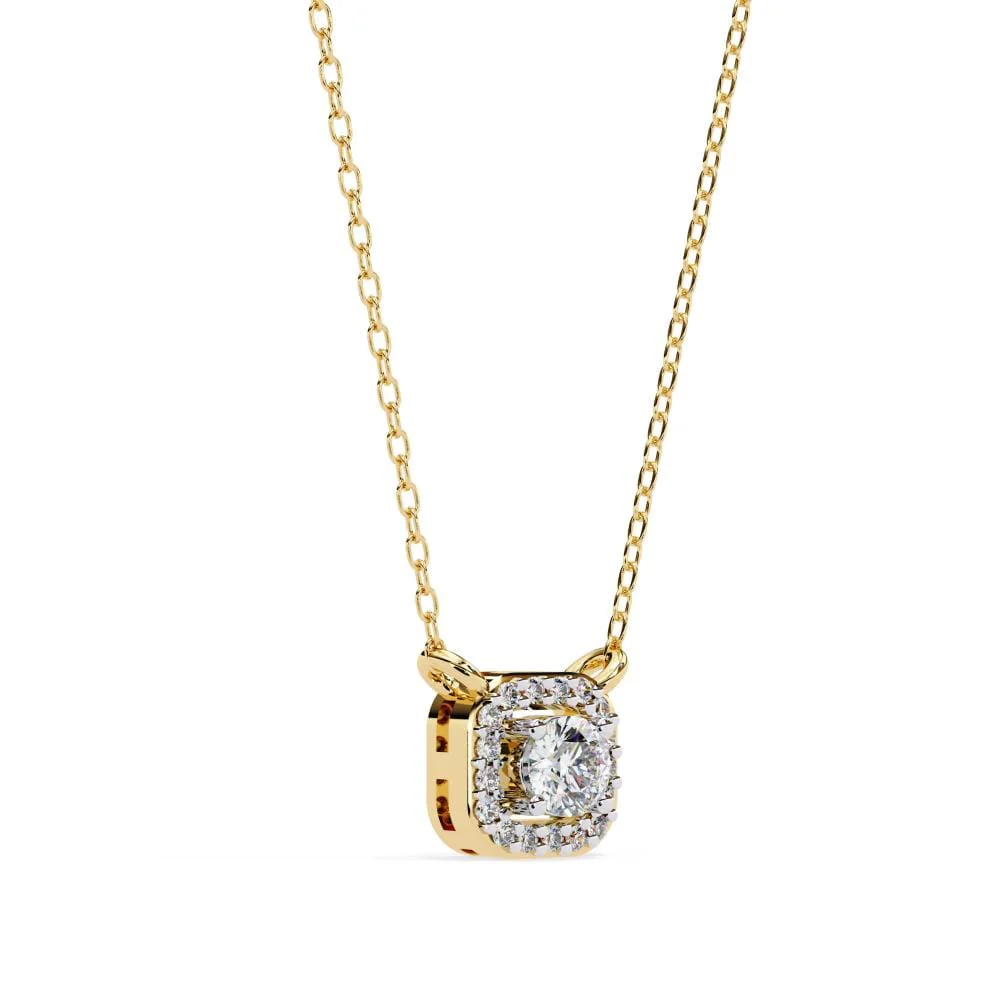 Round Halo Pendant Necklace - Image 5