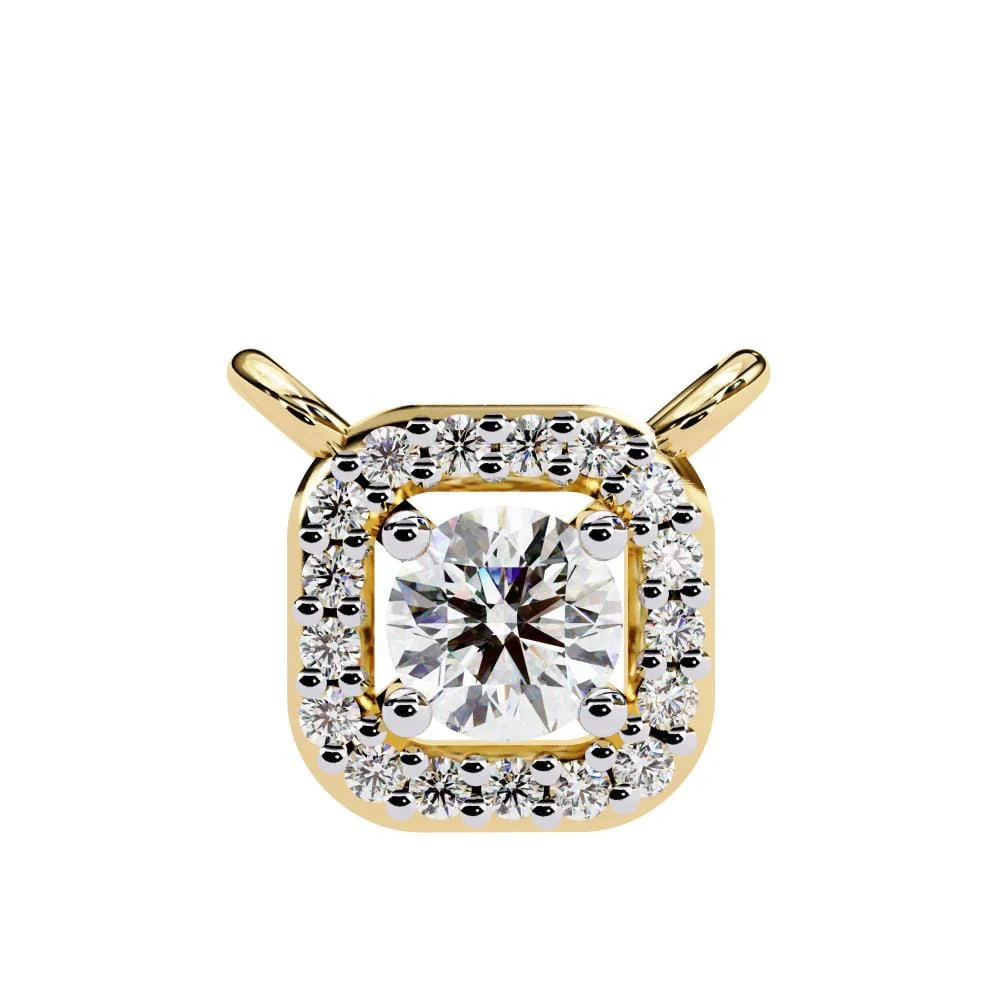 Round Halo Pendant Necklace - Image 6