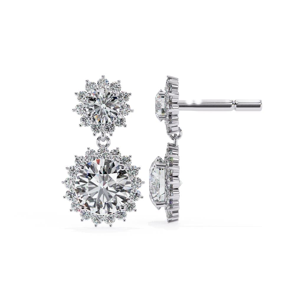 Round Halo Style Dangle & Drop Earrings - Image 3