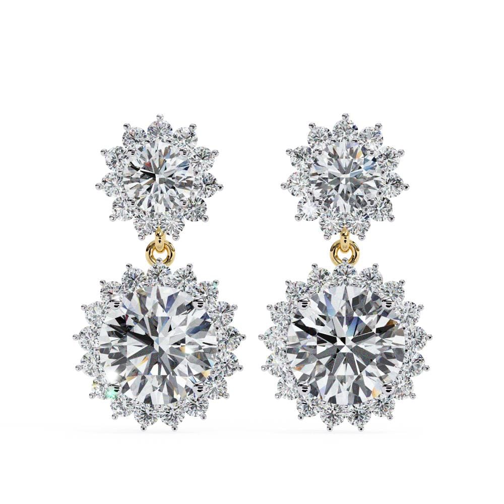 Round Halo Style Dangle & Drop Earrings - Image 5