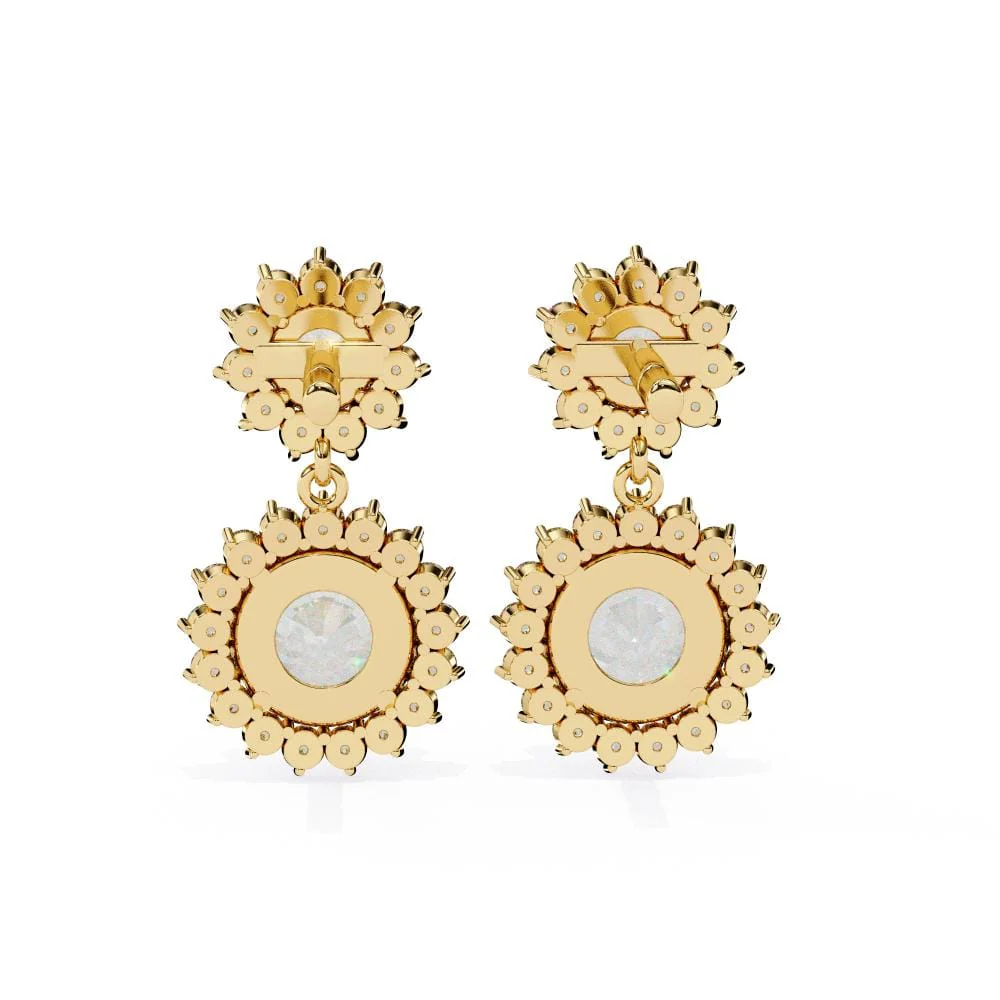 Round Halo Style Dangle & Drop Earrings - Image 7