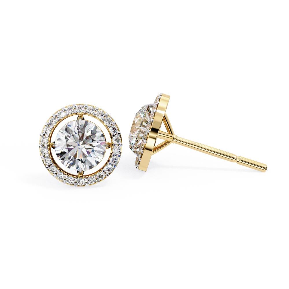 Round Halo Style Stud Earrings