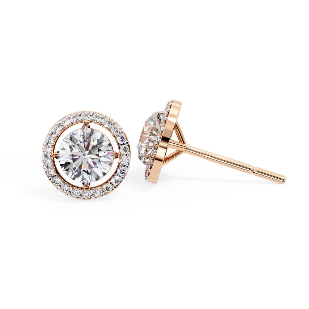 Round Halo Style Stud Earrings - Image 2