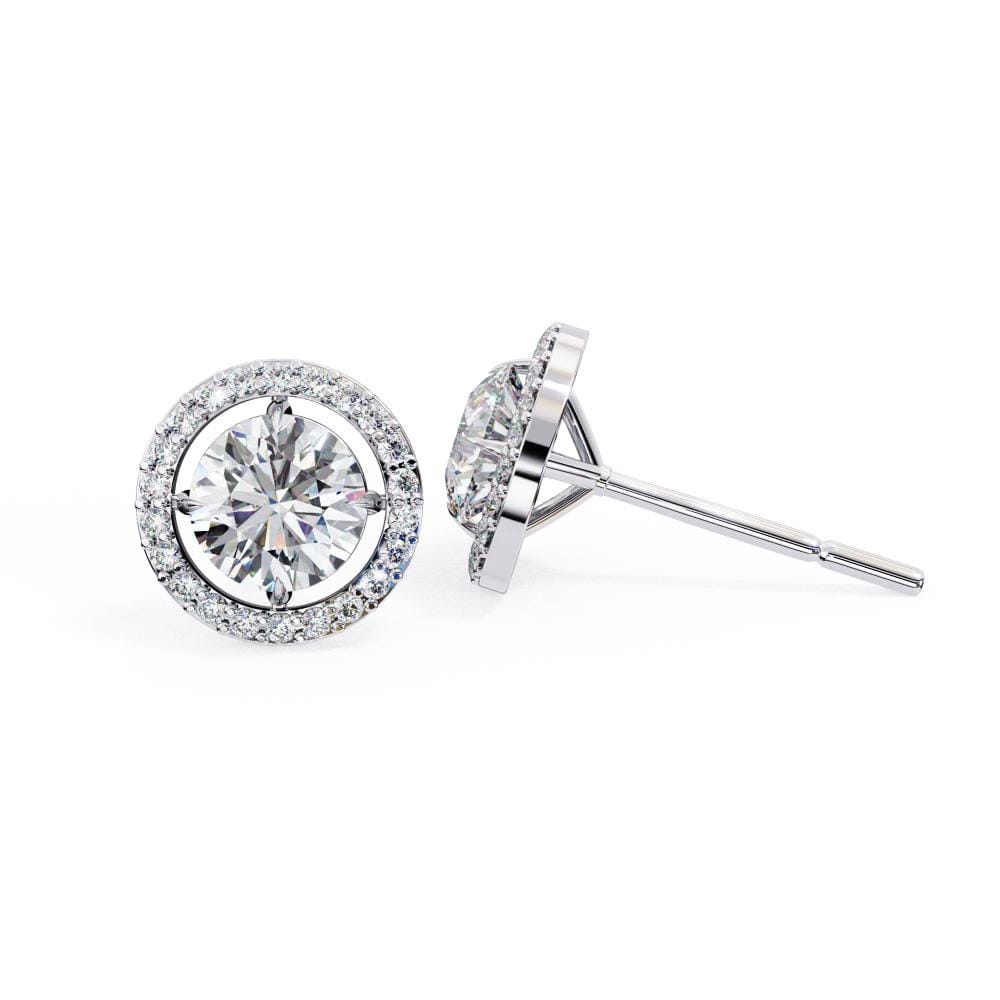 Round Halo Style Stud Earrings - Image 3