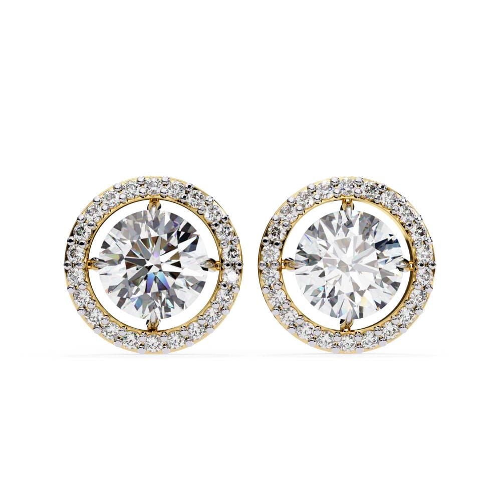 Round Halo Style Stud Earrings - Image 5