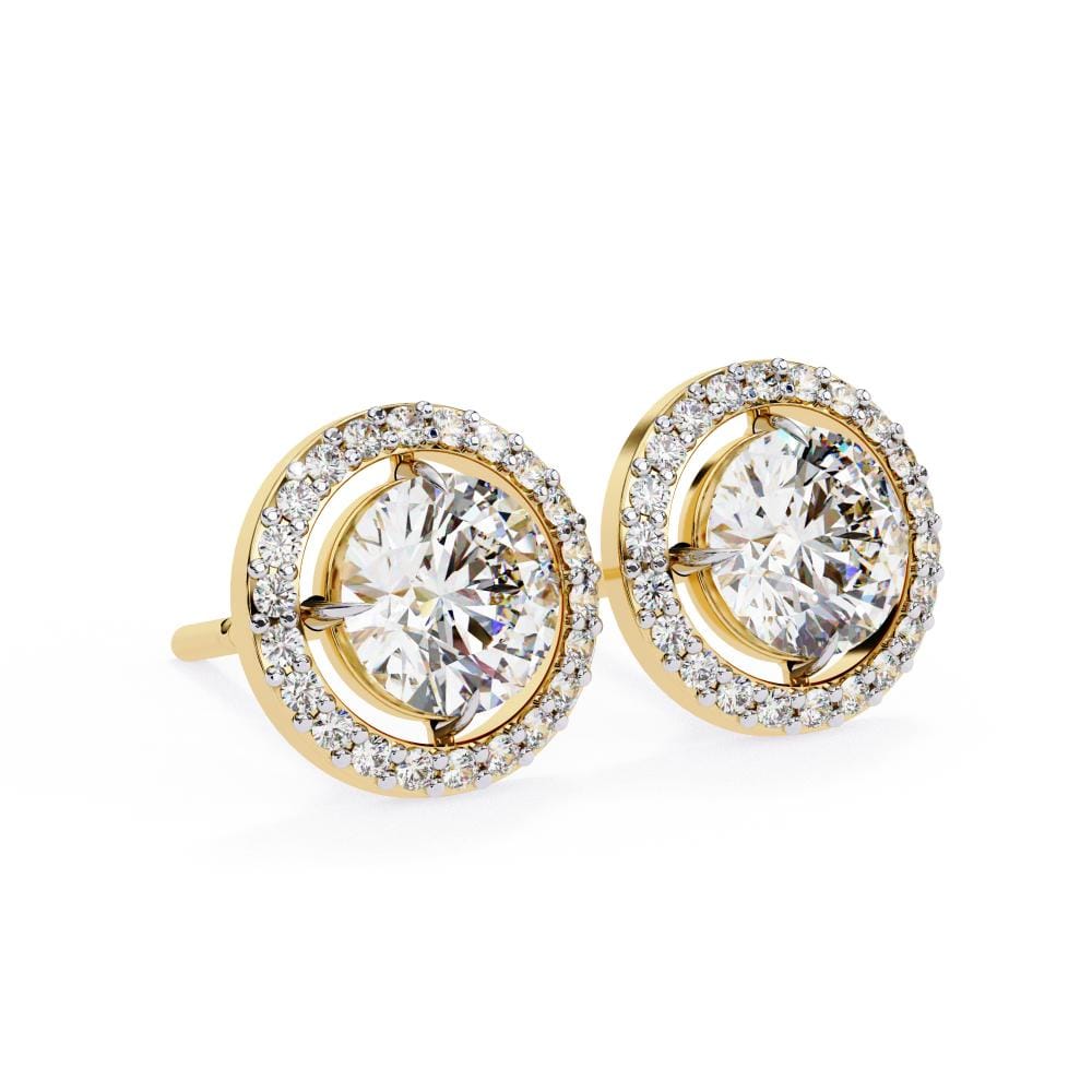 Round Halo Style Stud Earrings - Image 6