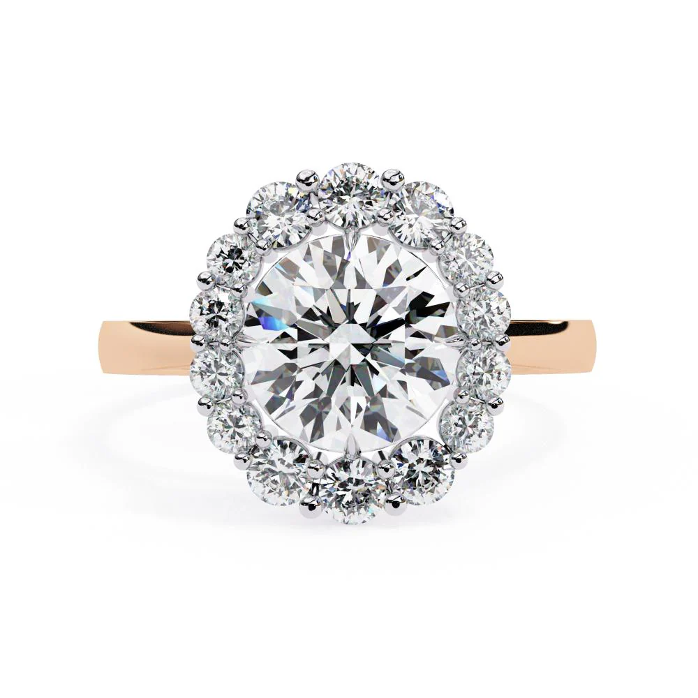 Round Halo with Cathedral Engagement Ring - Image 2