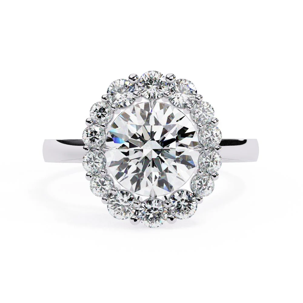 Round Halo with Cathedral Engagement Ring - Image 3