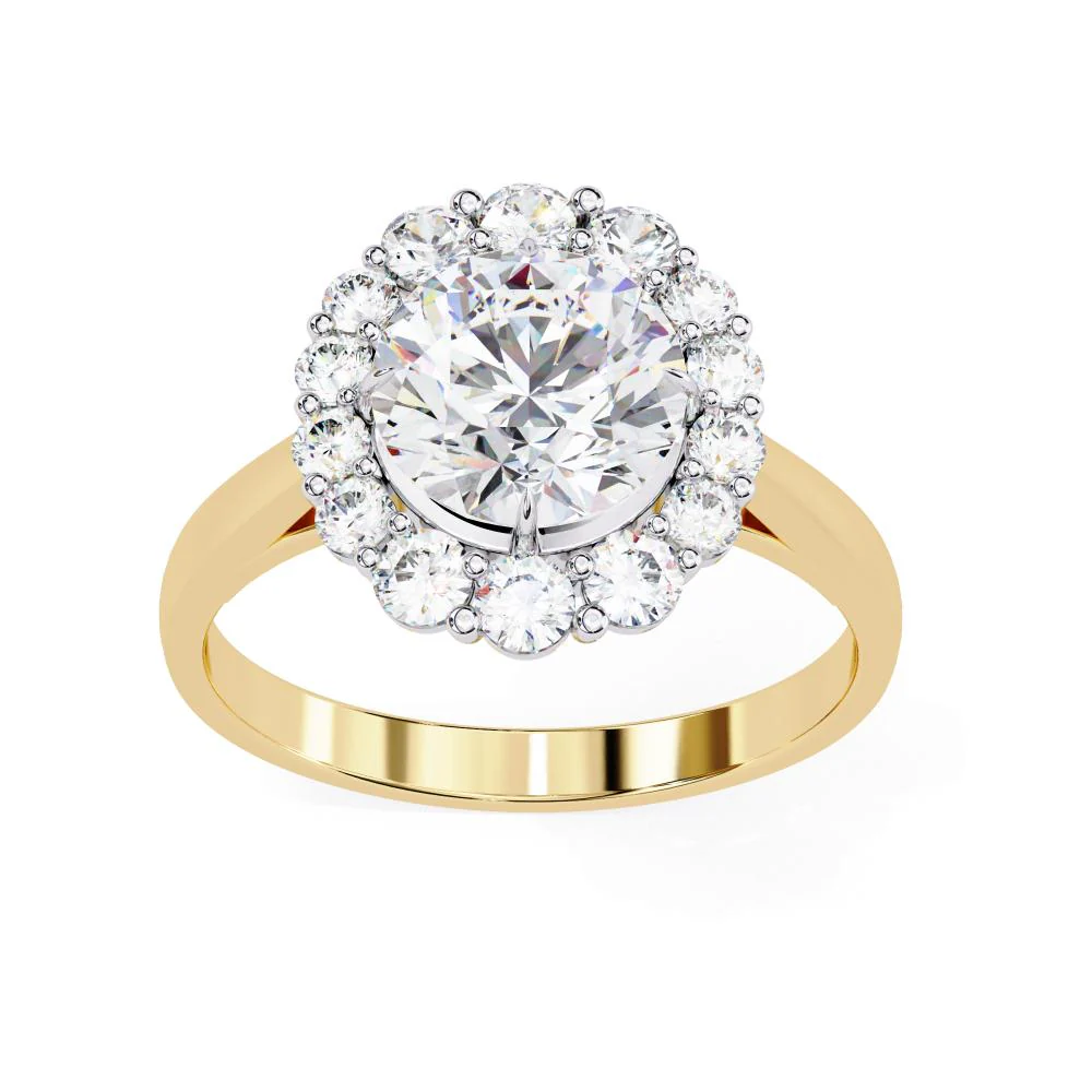 Round Halo with Cathedral Engagement Ring - Image 5