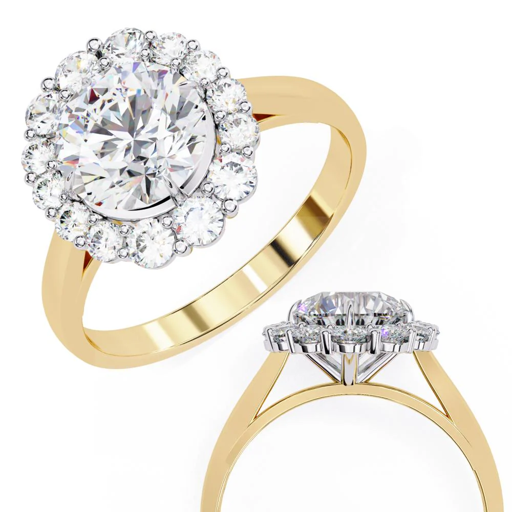 Round Halo with Cathedral Engagement Ring - Image 8