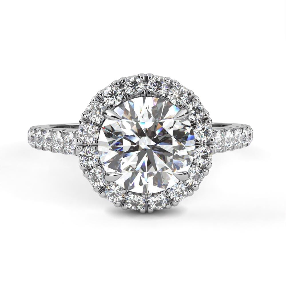 Round Halo With Pave Engagement ring - Image 3
