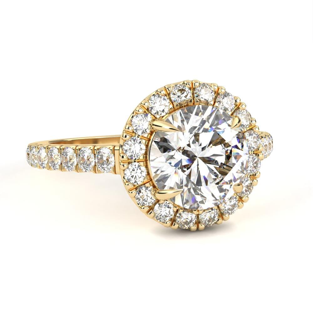 Round Halo With Pave Engagement ring - Image 5