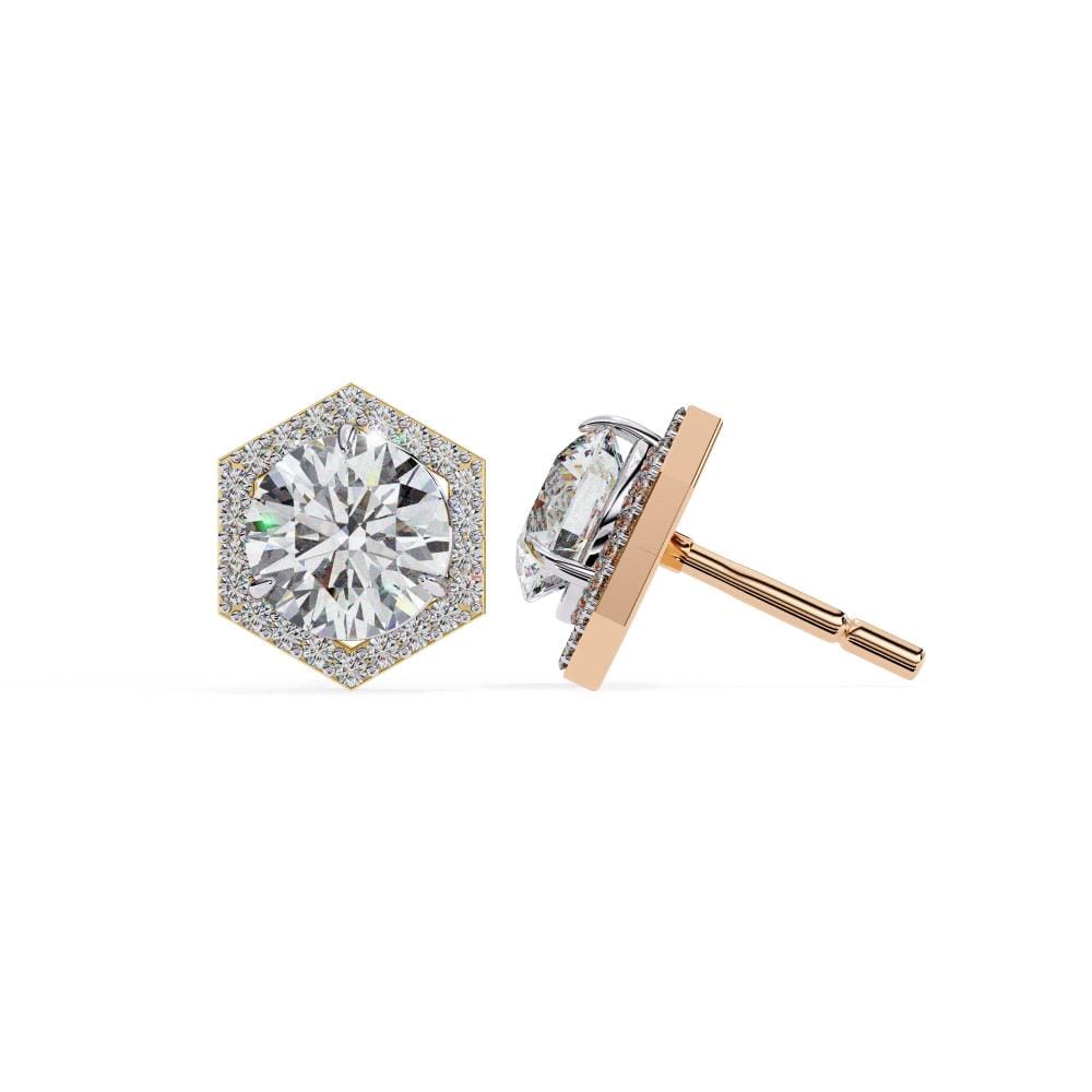 Round Hexagon Style Stud Earrings - Image 2