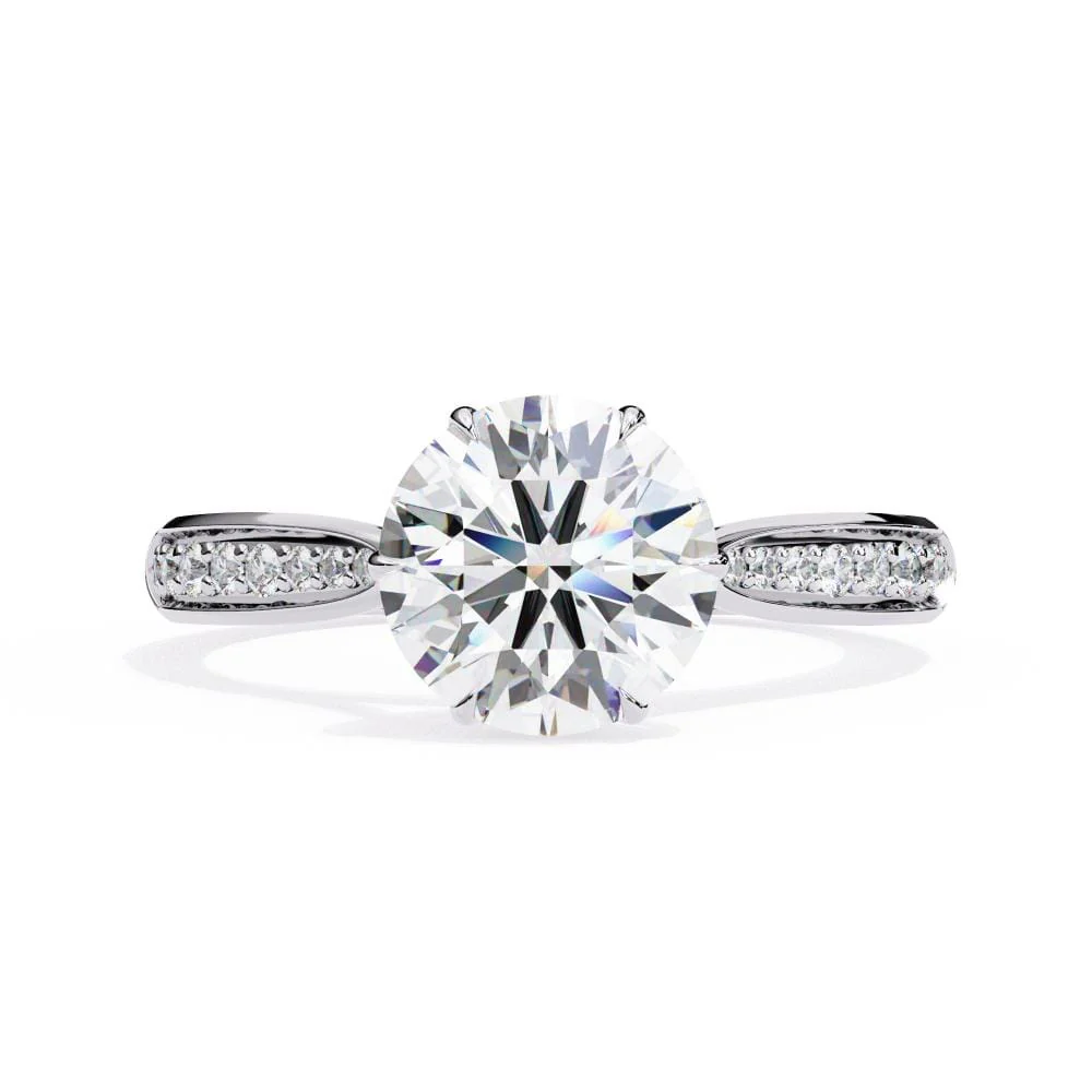 Round Hidden Accent with Pointer Band Engagement ring - Image 3