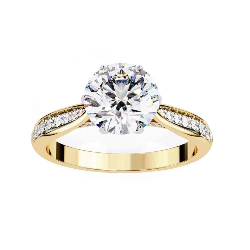 Round Hidden Accent with Pointer Band Engagement ring - Image 5