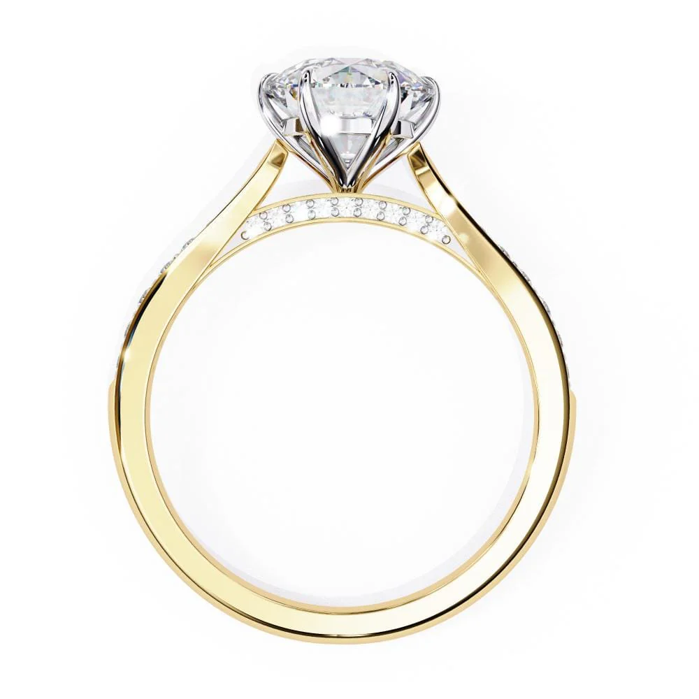 Round Hidden Accent with Pointer Band Engagement ring - Image 6