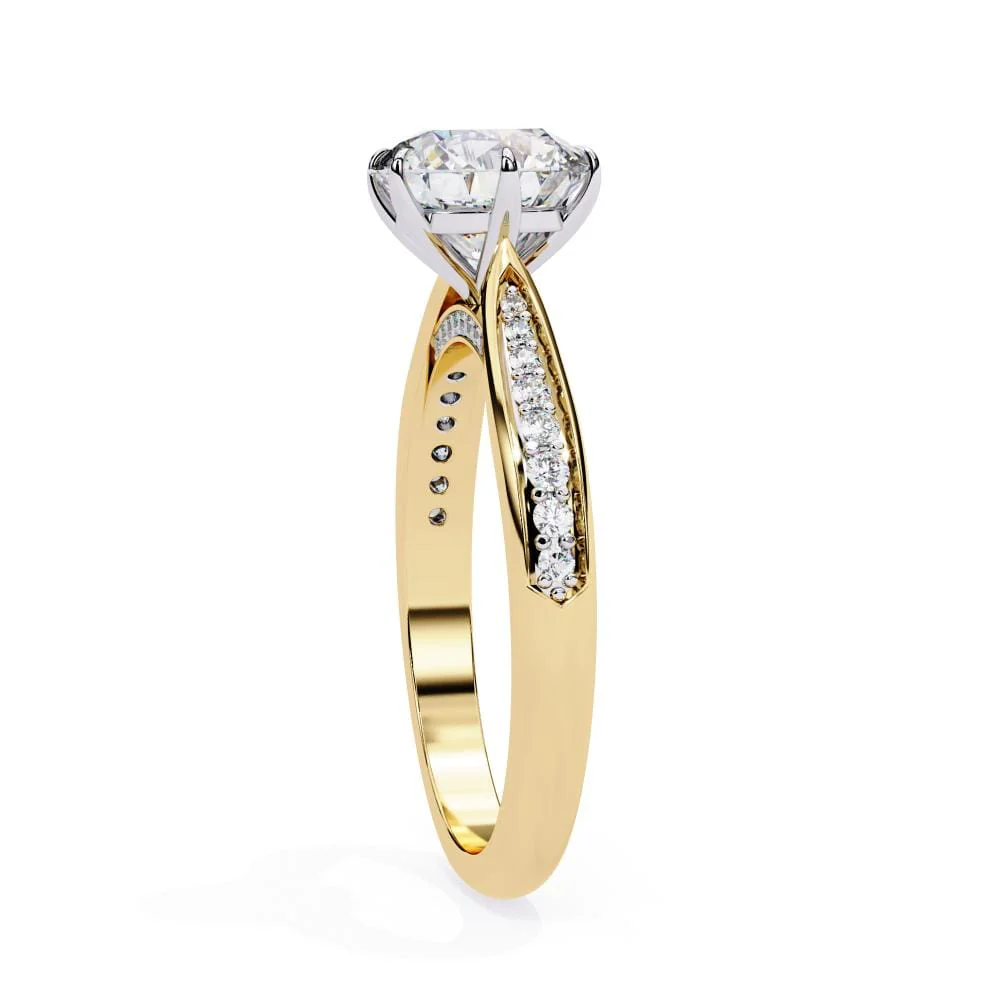 Round Hidden Accent with Pointer Band Engagement ring - Image 7
