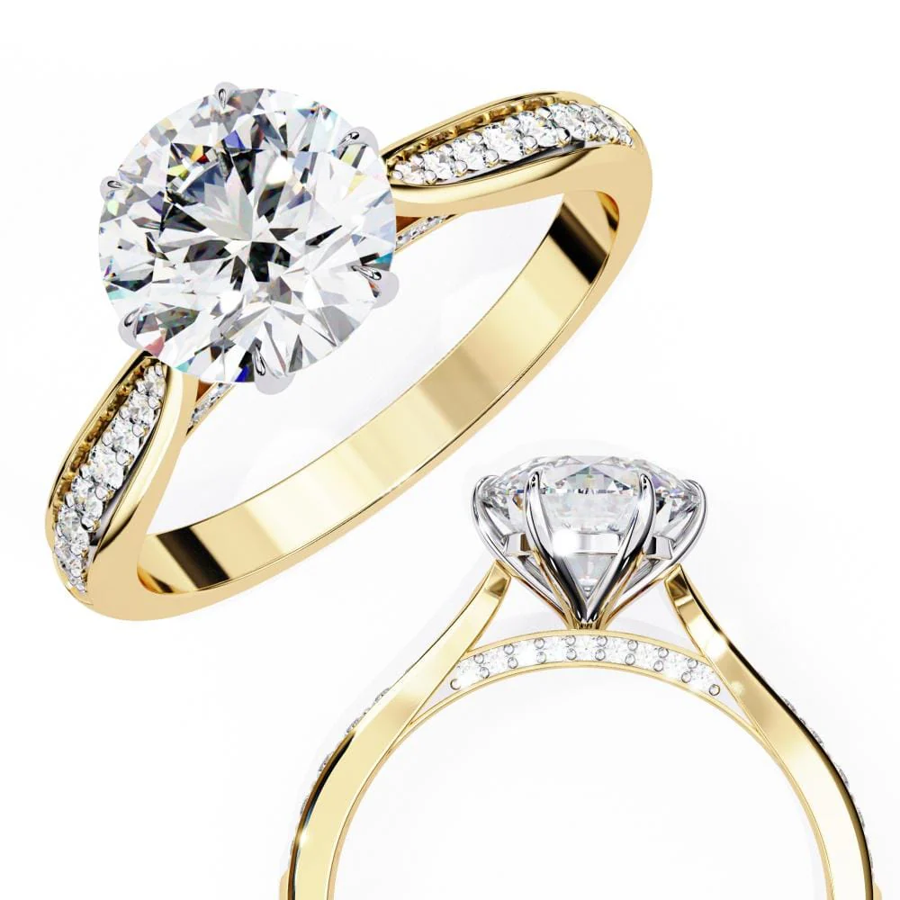 Round Hidden Accent with Pointer Band Engagement ring - Image 8