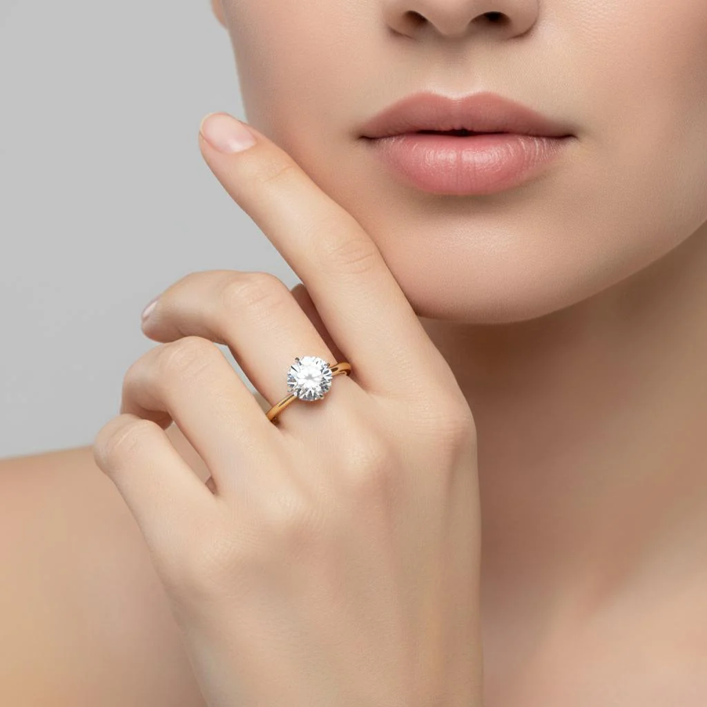 Round Hidden Halo Engagement Ring - Image 4