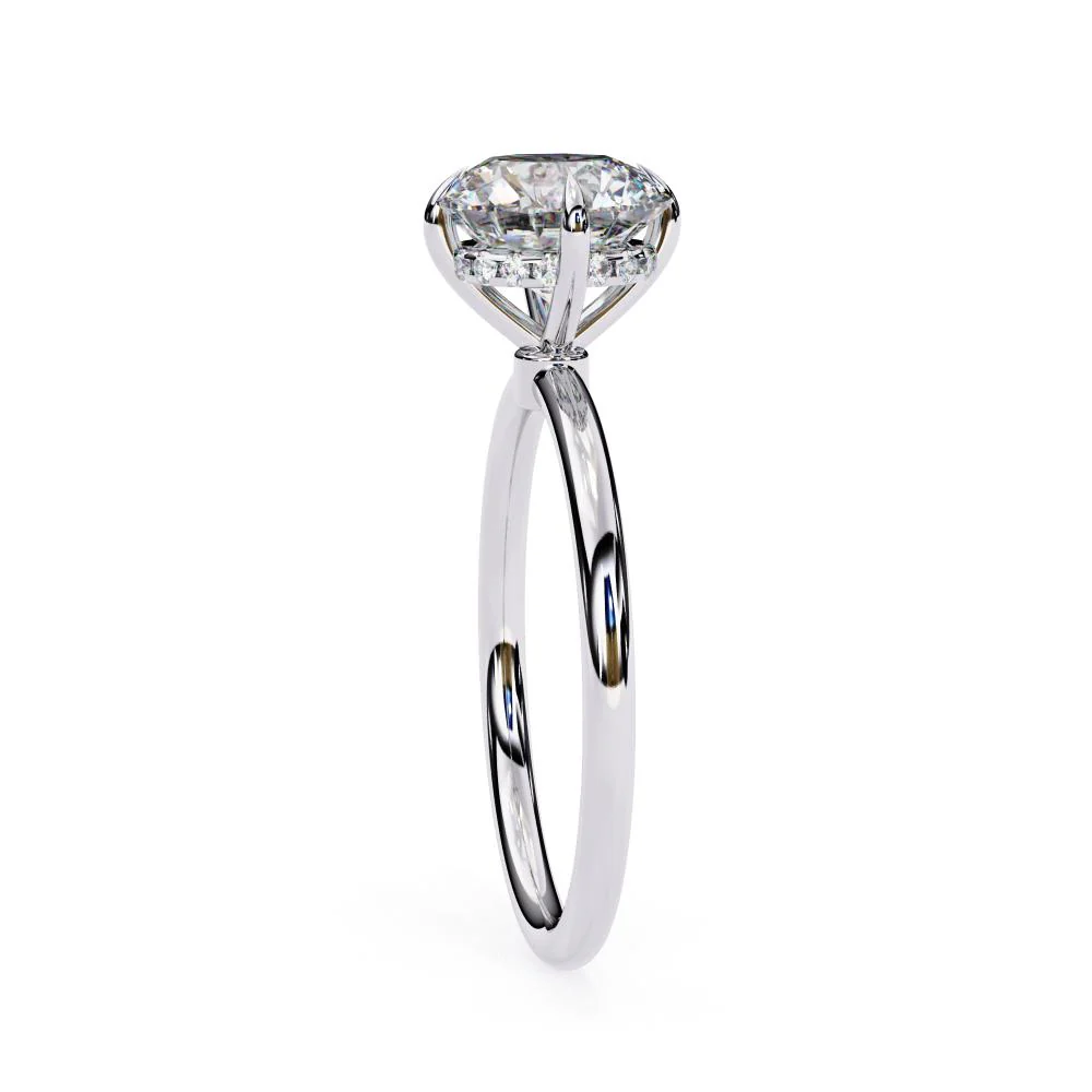 Round Hidden Halo Engagement Ring - Image 8
