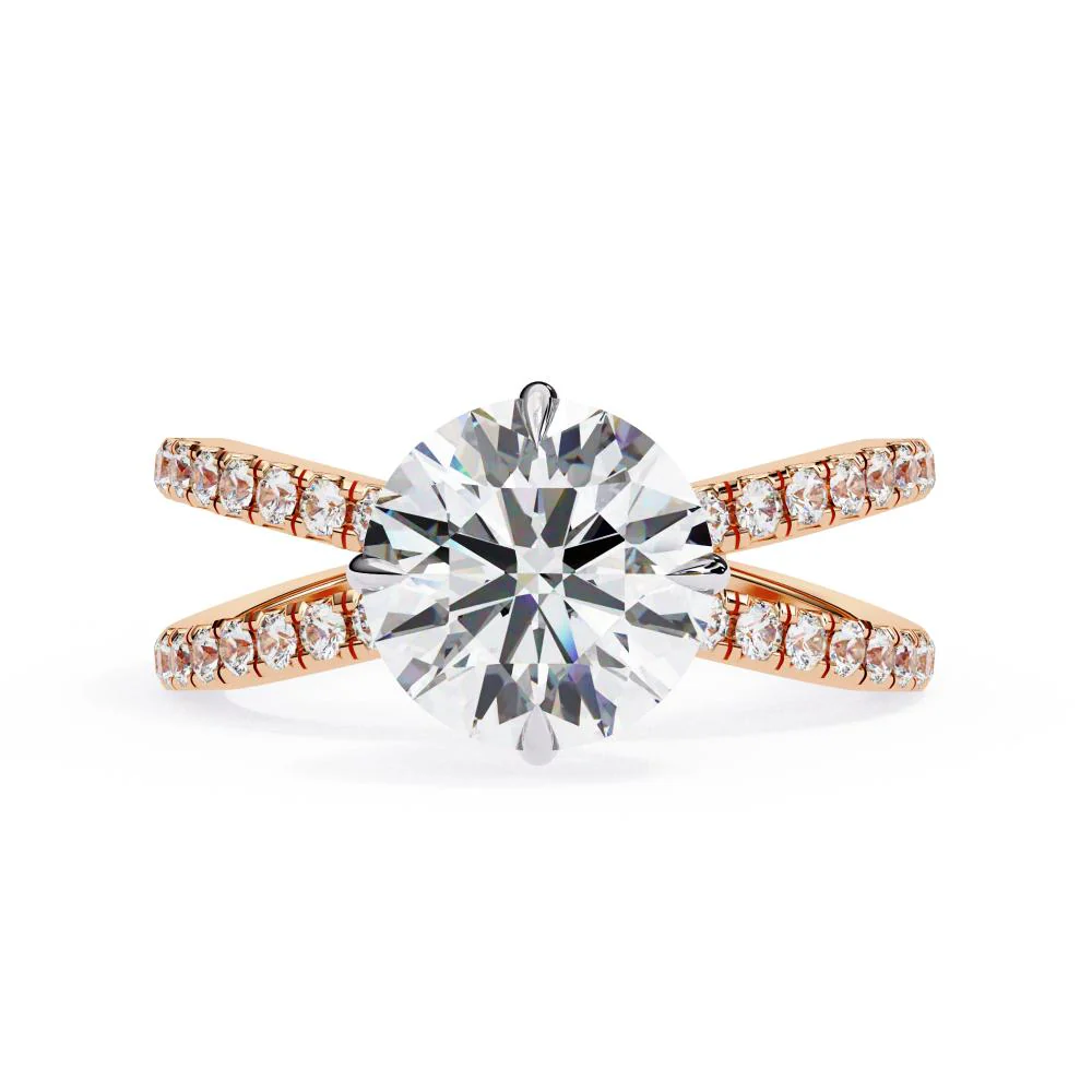 Round Hidden Halo with Split Shank Engagement Ring - Image 2