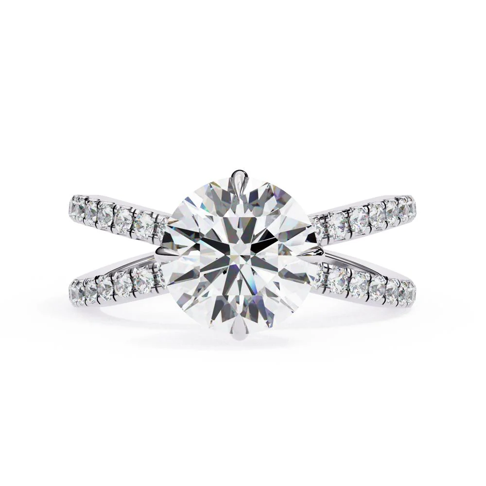 Round Hidden Halo with Split Shank Engagement Ring - Image 3