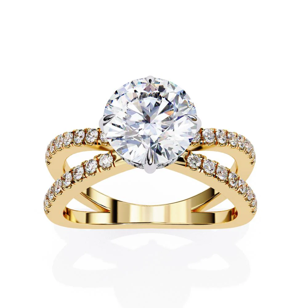 Round Hidden Halo with Split Shank Engagement Ring - Image 5