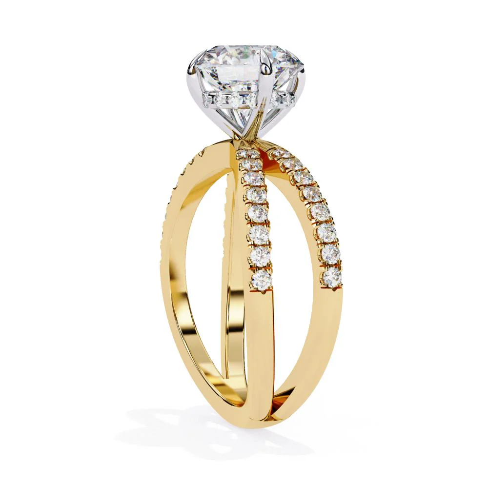 Round Hidden Halo with Split Shank Engagement Ring - Image 7