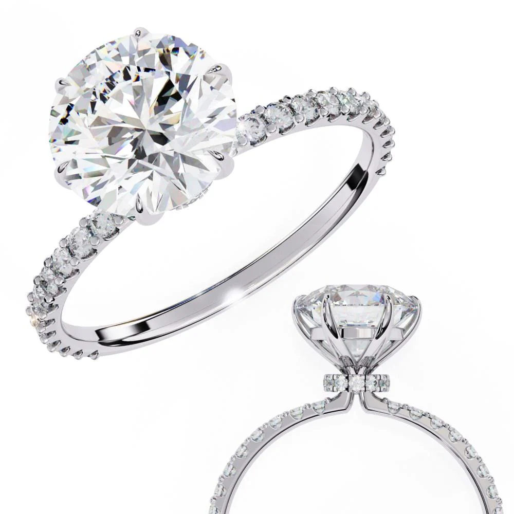 Round Mystic Secret Halo Engagement Ring - Image 8