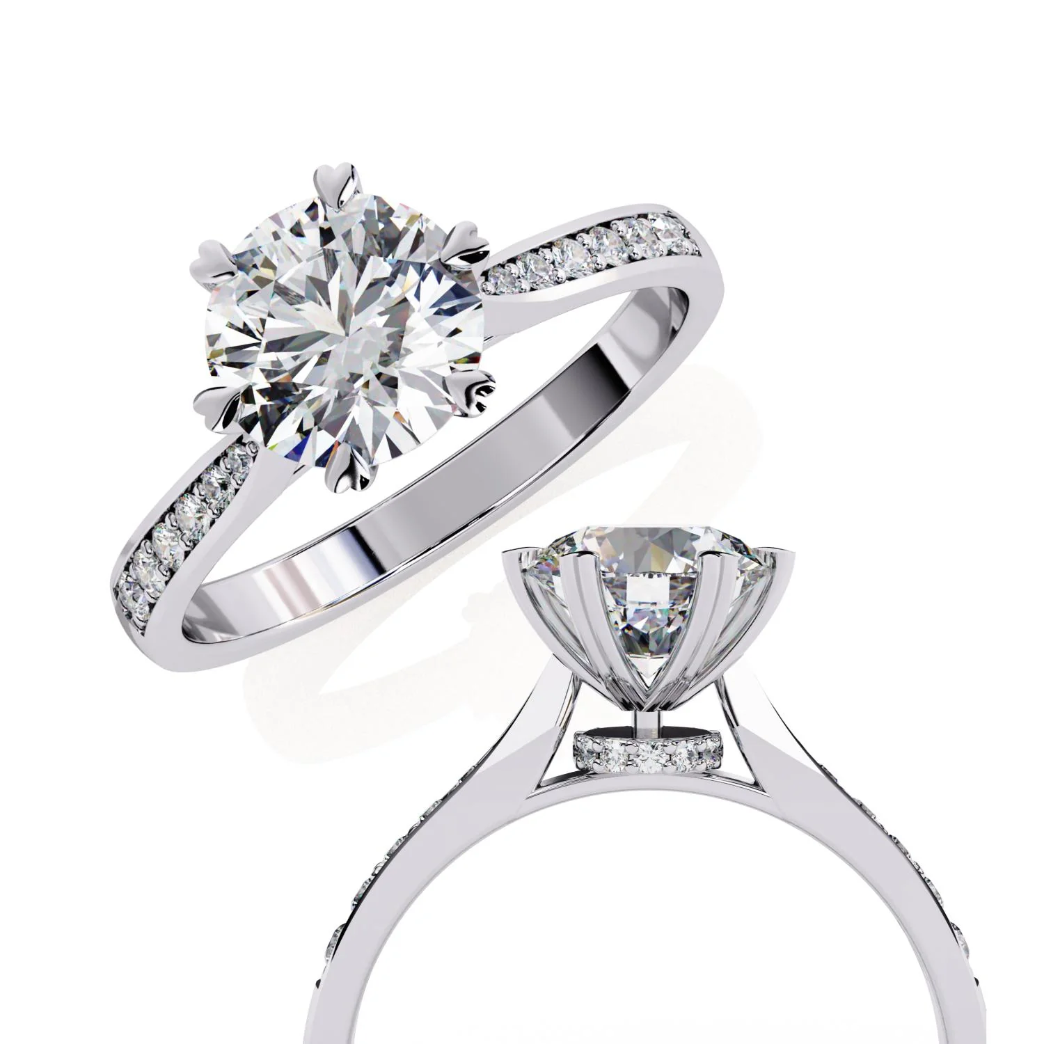 Round Prime Cathedral Engagement Ring - Image 8
