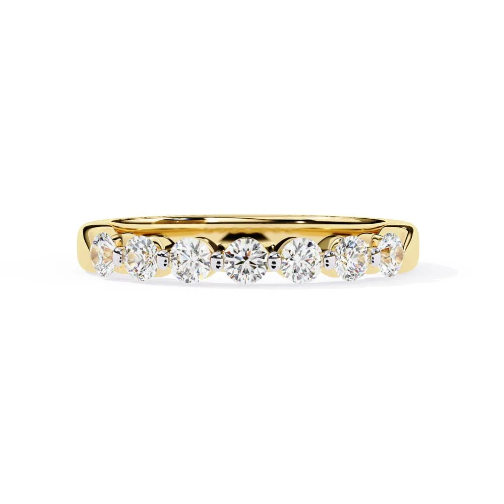 Round Shared Prong Set Wedding Band