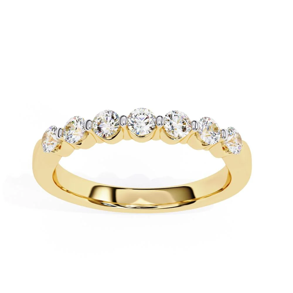 Round Shared Prong Set Wedding Band - Image 5