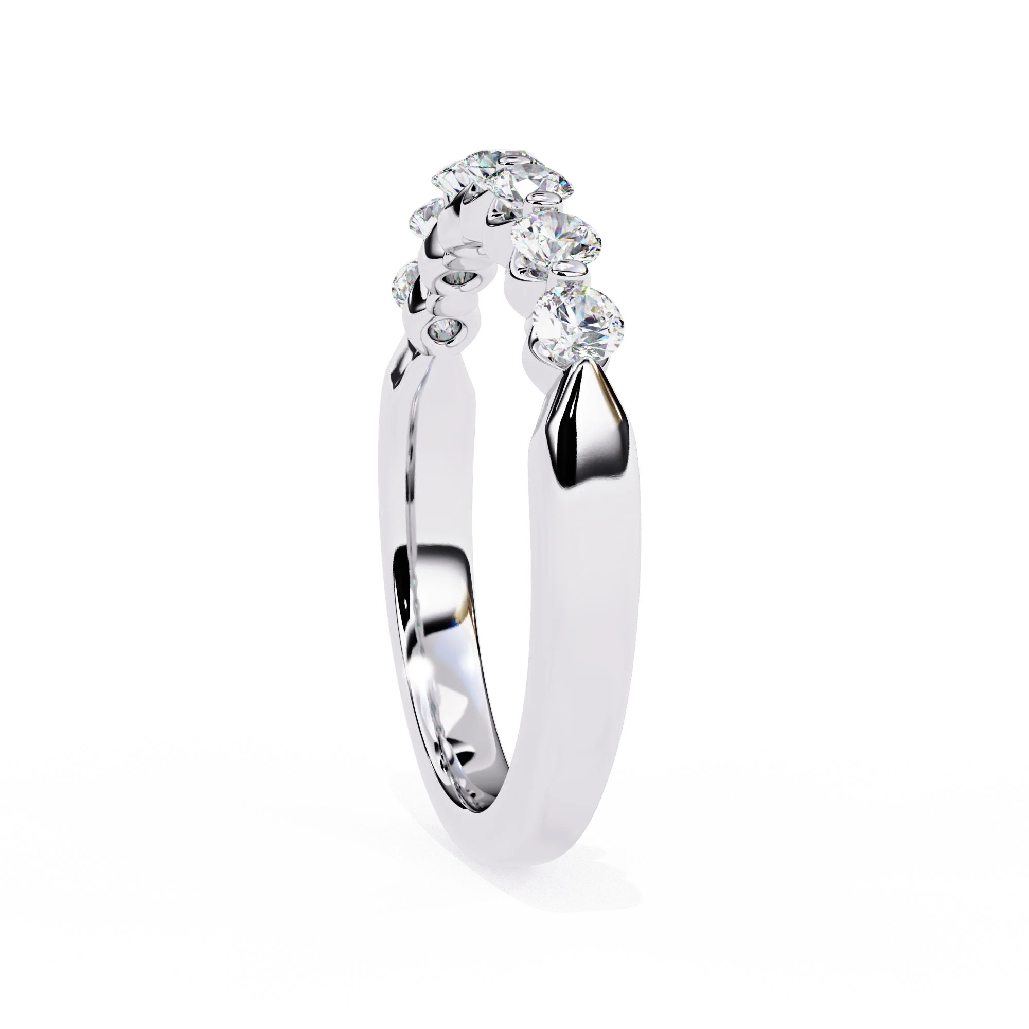 Round Shared Prong Set Wedding Band - Image 8
