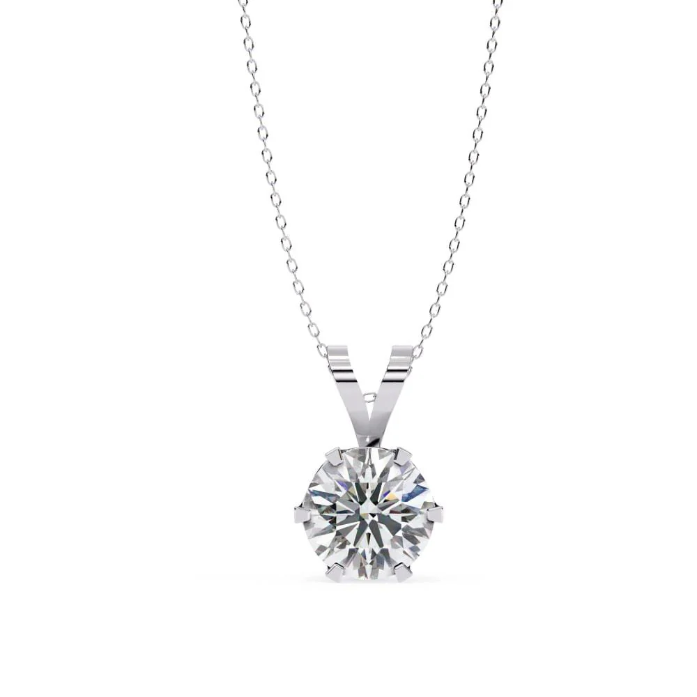 Round Six Claw Prong Pendant with Chain - Image 3