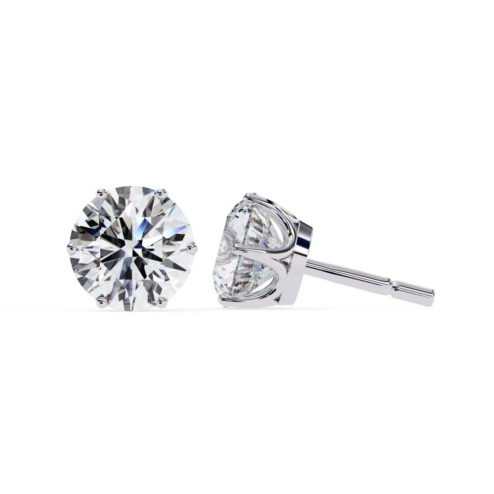 Round Six Prong Set Stud Earrings - Image 3