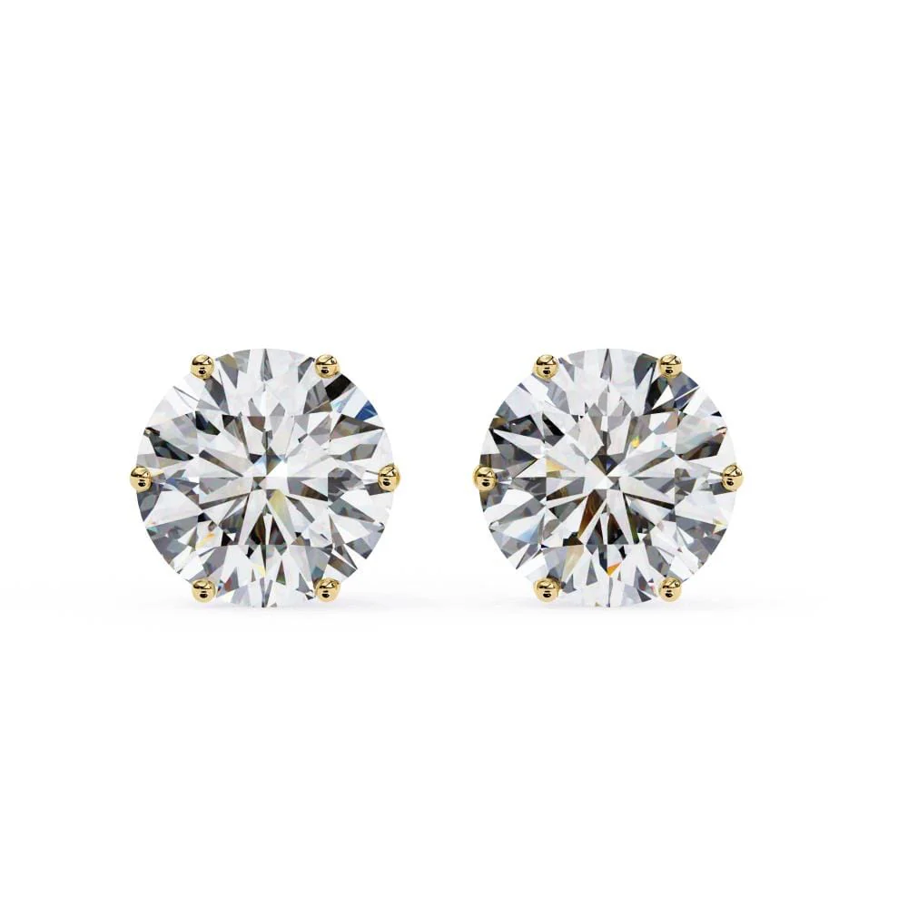Round Six Prong Set Stud Earrings - Image 5