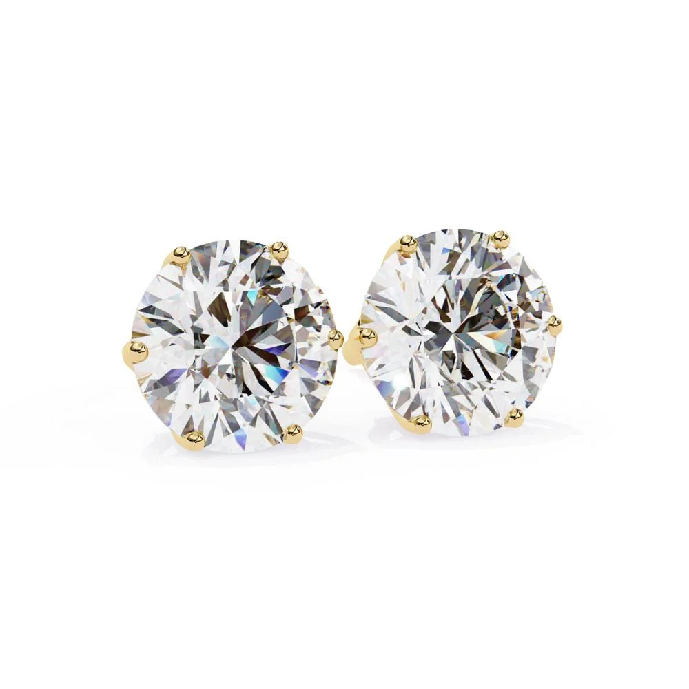 Round Six Prong Set Stud Earrings - Image 6
