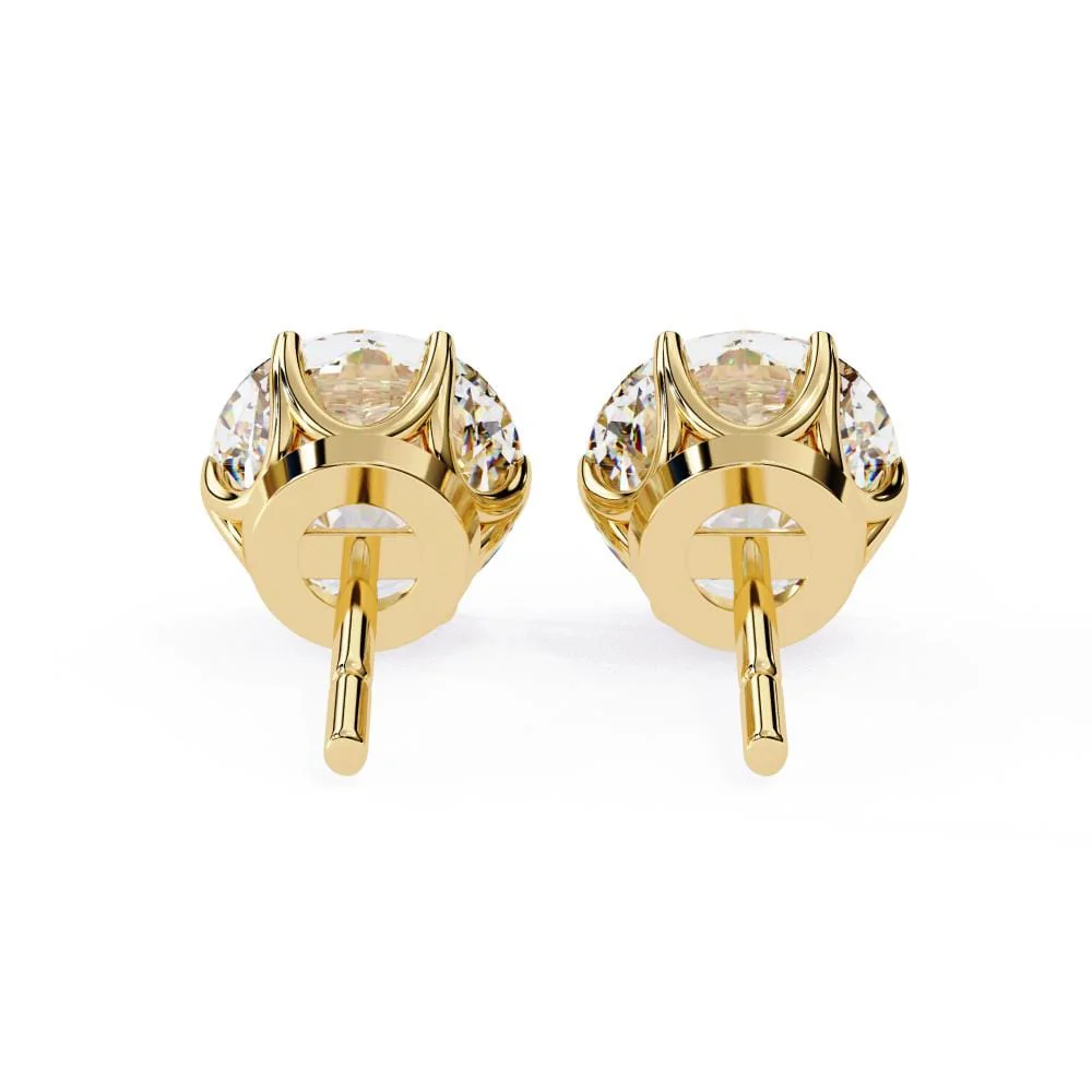 Round Six Prong Set Stud Earrings - Image 7