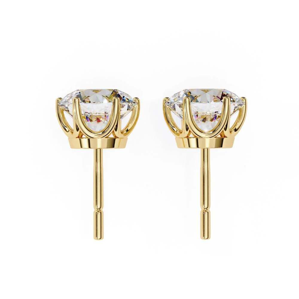 Round Six Prong Set Stud Earrings - Image 8