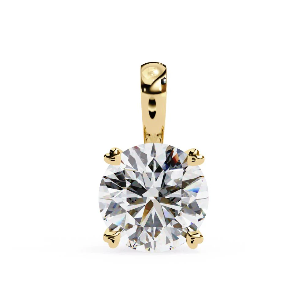 Round Solitaire Double Claw Prong Pendant With Chain - Image 5