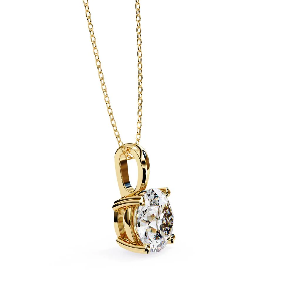 Round Solitaire Double Claw Prong Pendant With Chain - Image 6