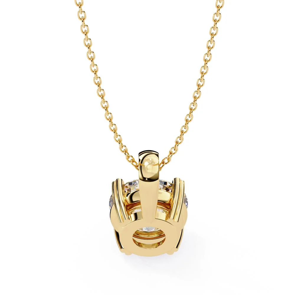 Round Solitaire Double Claw Prong Pendant With Chain - Image 7