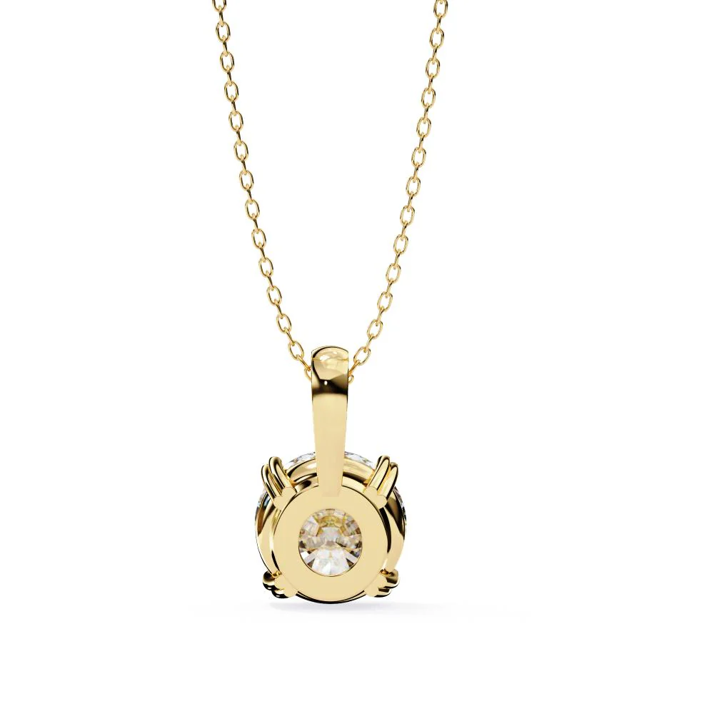 Round Solitaire Double Claw Prong Pendant With Chain - Image 8