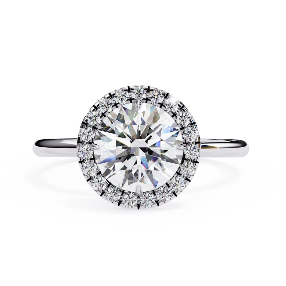 Round Solitaire with Halo Engagement ring - Image 3