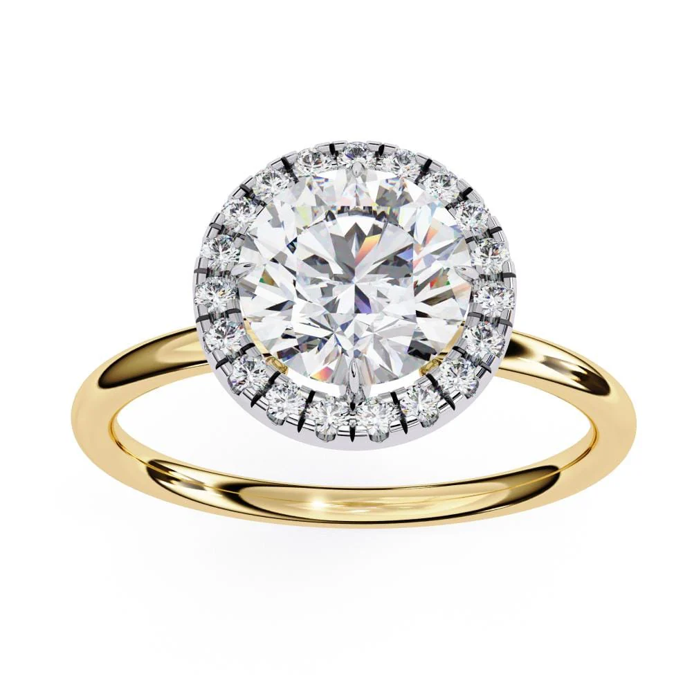 Round Solitaire with Halo Engagement ring - Image 7