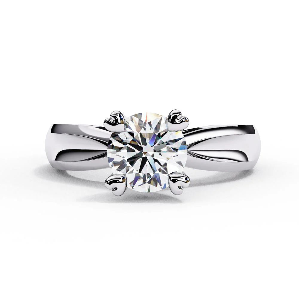 Round Solitaire Thick Band Engagement Ring - Image 3