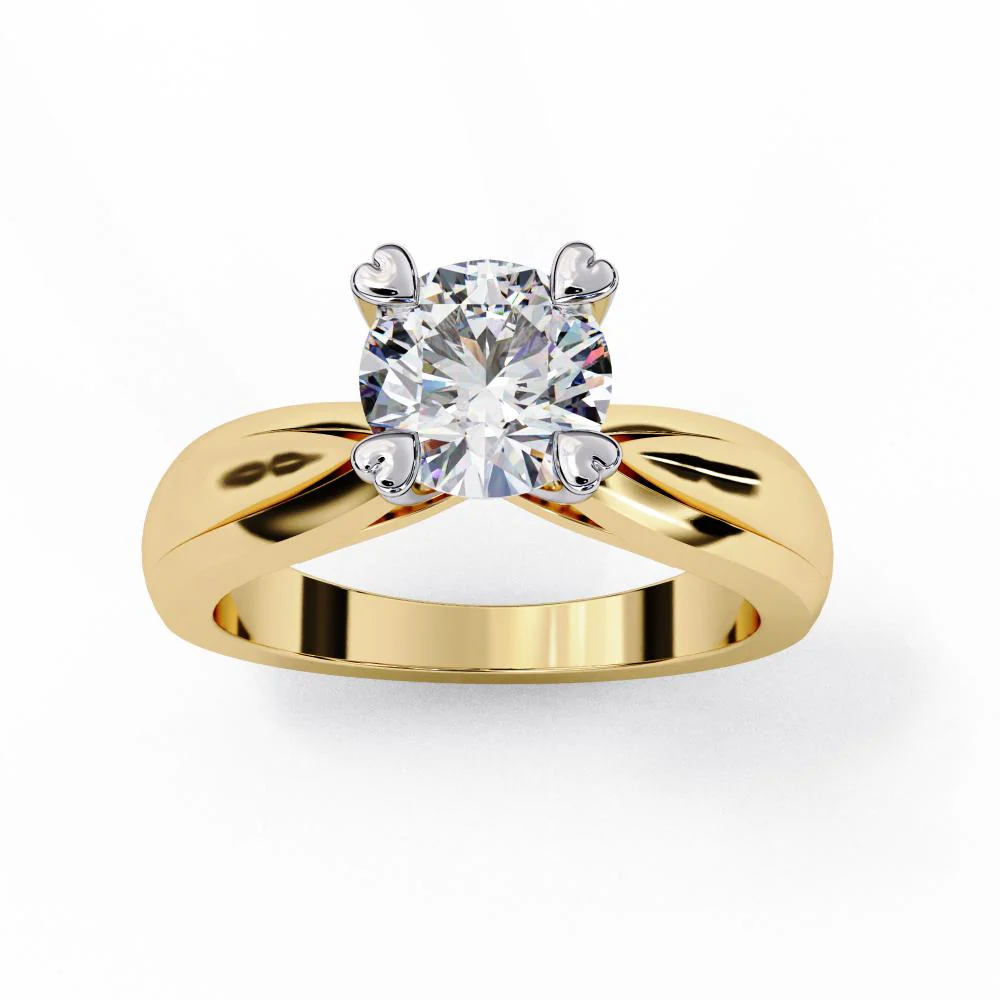 Round Solitaire Thick Band Engagement Ring - Image 5