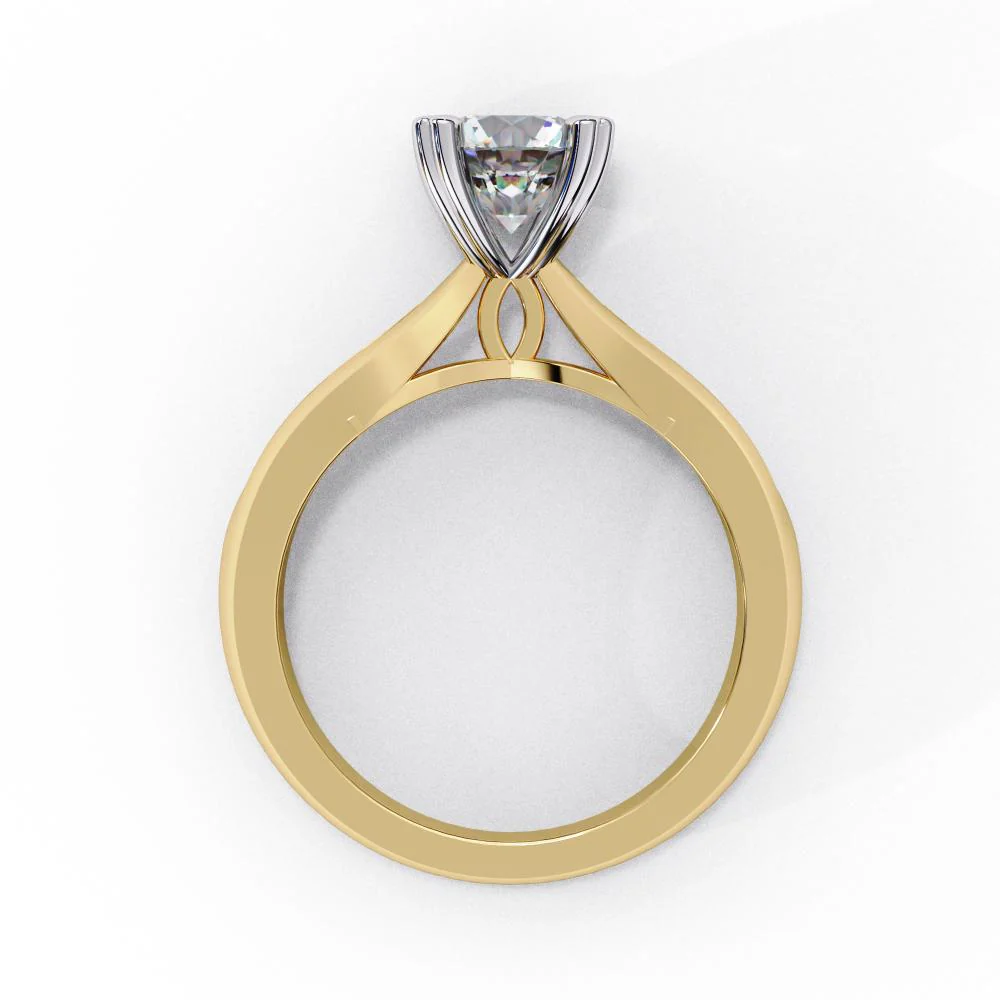 Round Solitaire Thick Band Engagement Ring - Image 6